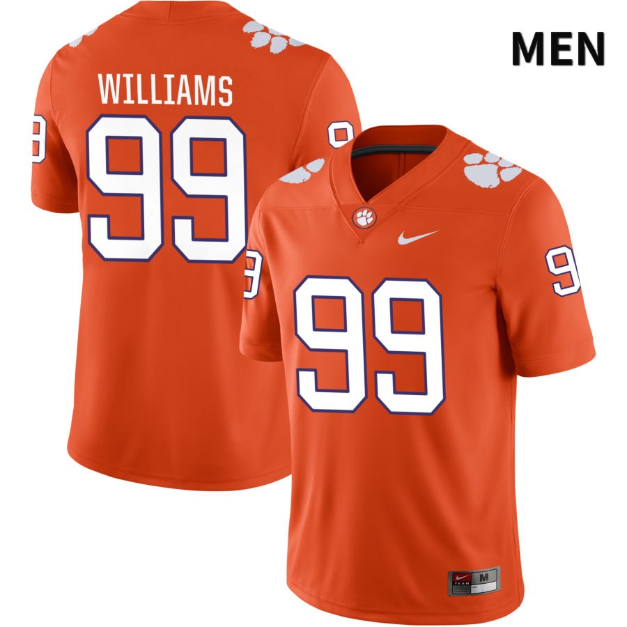 Men's Clemson Tigers Greg Williams #99 College Orange NIL 2022 NCAA Authentic Jersey Super Deals DAD02N4A